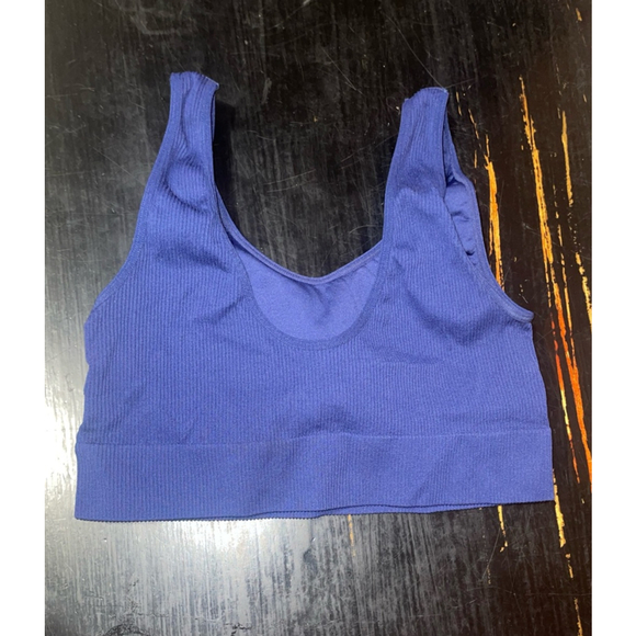 Women's GapBody Blue Ribbed Sports Bra Size L - Picture 3 of 4